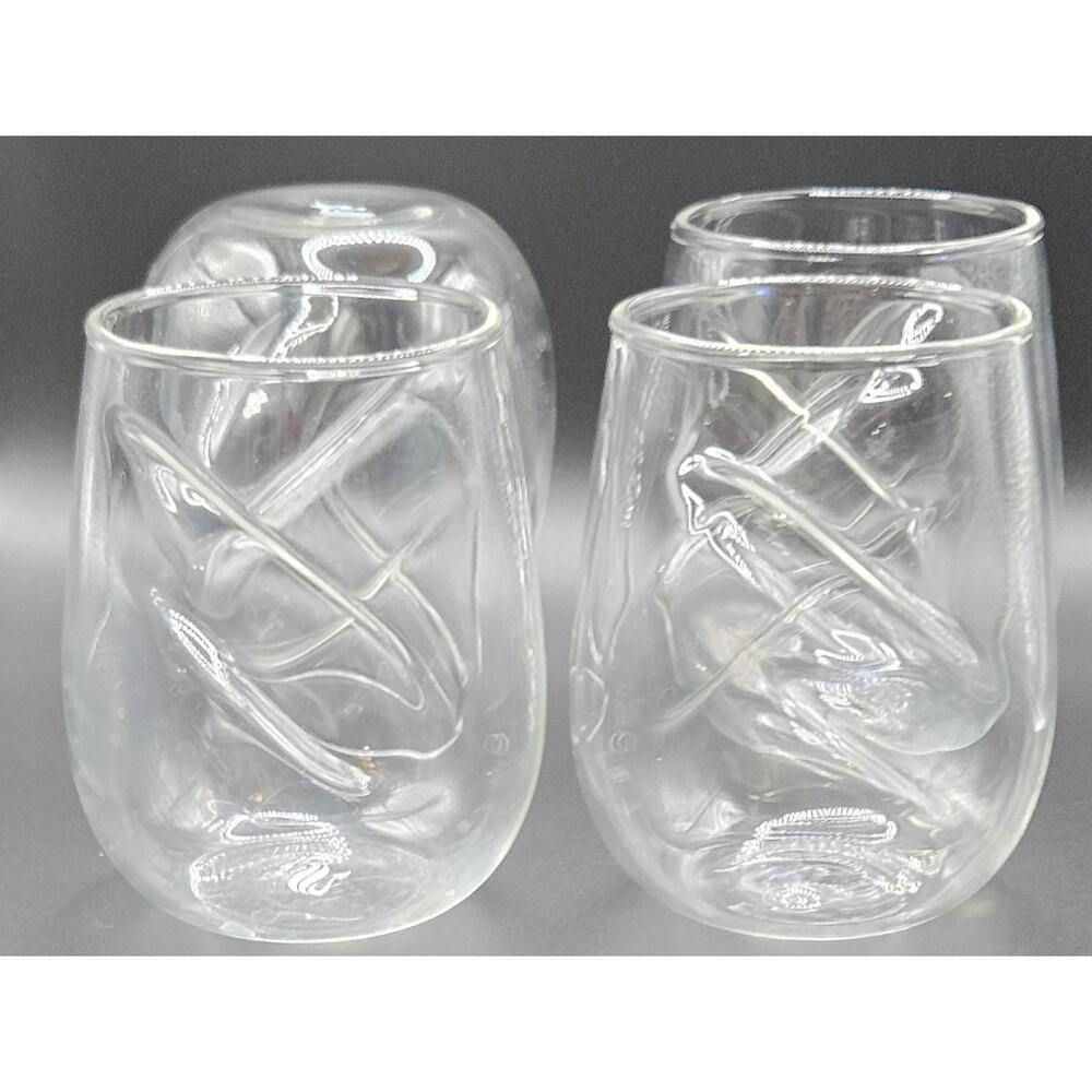 Dragon Glassware Stemless Wine Glasses - Set of 4 (Wave Tumblers)